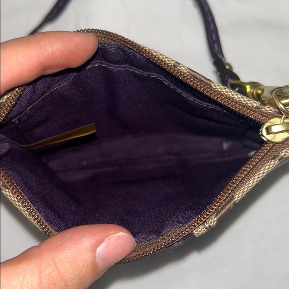 Coach Signature Small Wristlet Khaki/Purple F49174 - Picture 6 of 7